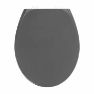 Tmavosivé WC sedadlo s jednoduchým zatváraním Wenko Samos, 44,5 x 37,5 cm