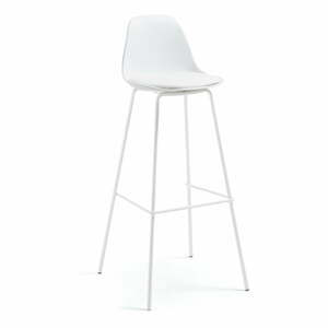Biela barová stolička z imitácie kože (výška sedadla 75 cm) Brighter – Kave Home