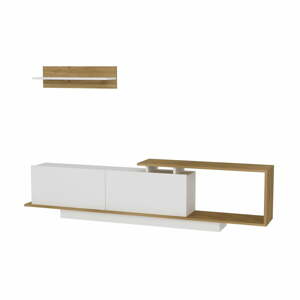 Biela/prírodná TV súprava 180x55 cm Asos – Woody Fashion