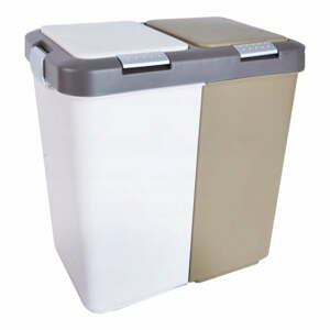 Bielo-béžový plastový odpadkový kôš na triedený odpad 2x20 l Duo Dust – Orion