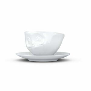 Biela maškrtná porcelánová šálka s tanierikom 58products