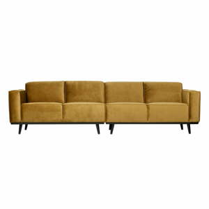 Medovožltá zamatová pohovka BePureHome Statement, 280 cm