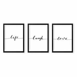 Obrazy v súprave 3 ks 24x29 cm Life Laugh Love – Vavien Artwork
