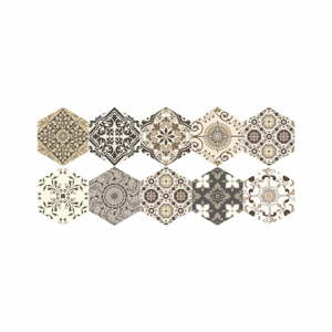 Sada 10 samolepiek na podlahu Ambiance Floor Stickers Hexagons Luiza, 40 × 90 cm