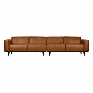 Koňakovohnedá pohovka z imitácie kože BePureHome Statement, 372 cm