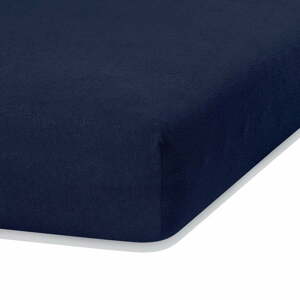 Tmavomodrá napínacia froté plachta 140x200 cm Ruby – Restilo