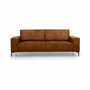 Koňakovohnedá pohovka z imitácie kože 224 cm Copenhagen – Scandic