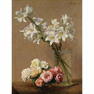 Reprodukcia obrazu Henri Fantin-Latour - Roses and Lilies, 45 × 60 cm