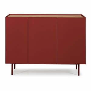 Červená nízka komoda v dekore duba 110x85 cm Arista – Teulat