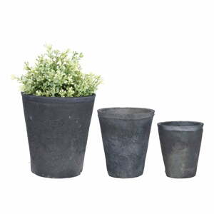 Set 3 sivých terakotových kvetináčov Esschert Design