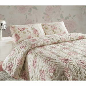 Set prešívaného prehozu a 2 obliečok na vankúše Eponj Home Care Pink, 240 x 220 cm