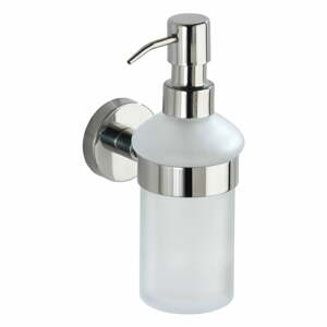 Nástenný sklenený dávkovač mydla v lesklej striebornej farbe 200 ml Bosio – Wenko
