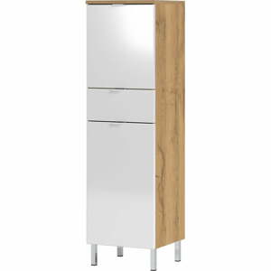 Biela skrinka s dubovým dekorom Germania Mauresaa, výška 120 cm