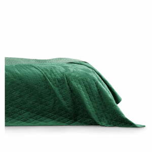 Zelený zamatový prešívaný pléd 220x240 cm Laila – AmeliaHome