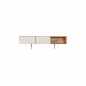 TV stolík z dubového dreva v bielo-prírodnej farbe 160x48 cm Fina – Gazzda