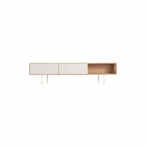 TV stolík z dubového dreva v bielo-prírodnej farbe 200x48 cm Fina – Gazzda