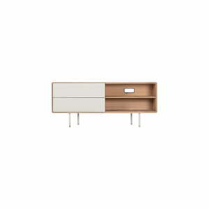 TV stolík z dubového dreva v bielo-prírodnej farbe 150x64 cm Fina – Gazzda