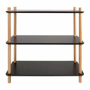 Čierny regál s bambusovými nohami Leitmotiv Cabinet Simplicity, 80 x 82.5 cm
