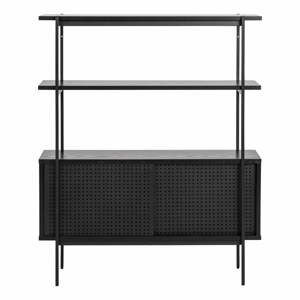 Čierna knižnica v dekore jaseňa s posuvnými dverami 94x114 cm Angus – Actona