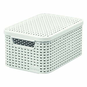 Krémovobiely plastový úložný box s vekom 20x29x14 cm Style – Curver