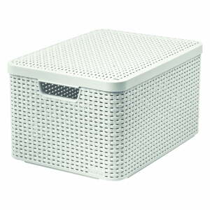 Krémovobiely plastový úložný box s vekom 33x44,5x25 cm Style – Curver