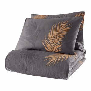 Sivá súprava plédu a obliečky na vankúš z bavlny renforcé 200x220 cm Olivia – Mijolnir