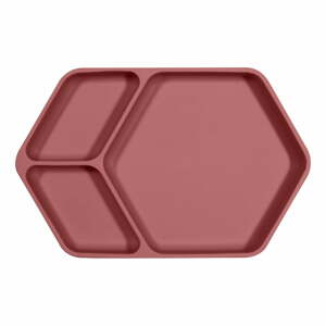 Červený silikónový detský tanier 16x25 cm – Kindsgut