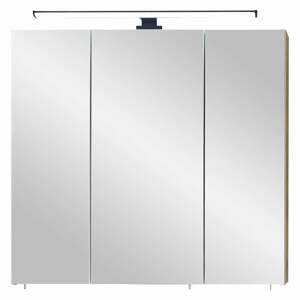 Hnedá závesná kúpeľňová skrinka so zrkadlom 75x70 cm Set 374 - Pelipal