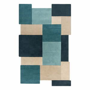 Modrý/béžový vlnený koberec 200x290 cm Abstract Collage – Flair Rugs