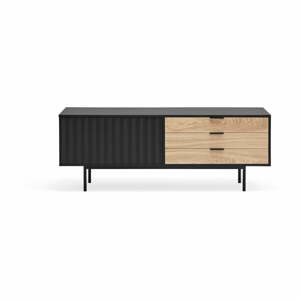 TV stolík v dekore duba v čierno-prírodnej farbe 140x52 cm Sierra – Teulat