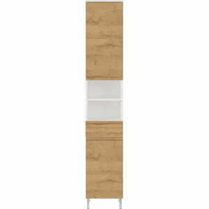 Biela vysoká kúpeľňová skrinka v dekore duba 34x190 cm Torrance - Germania