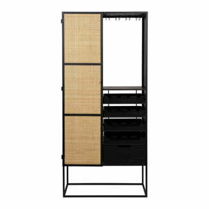 Čierna ratanová vinotéka na 16 fliaš, 80x175 cm Guuji - White Label