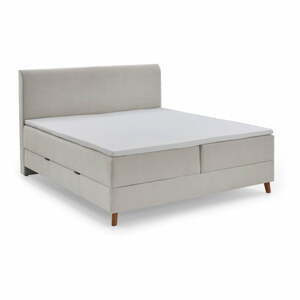 Béžová boxspring posteľ s úložným priestorom 180x200 cm Memphis - Meise Möbel