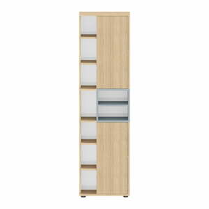 Sivá vysoká kúpeľňová skrinka v dekore duba 50x182 cm Kube - TemaHome