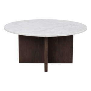 Bielo-hnedý mramorový okrúhly konferenčný stolík 90x90 cm Brooksville - Rowico