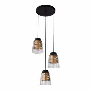 Čierne závesné svietidlo so skleneným tienidlom Fresno - Candellux Lighting