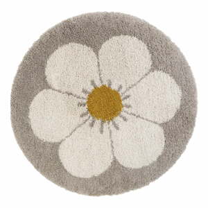 Svetlosivo-krémový detský koberec ø 120 cm Bohemian Daisy – Nattiot