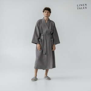Tmavosivý župan veľkosť XXL Honeycomb - Linen Tales