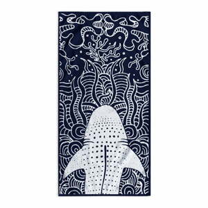Tmavomodrá plážová osuška 90x180 cm Shark - DecoKing