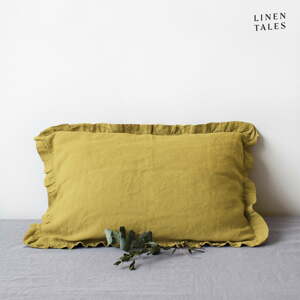 Ľanová obliečka na vankúš 40x40 cm Lemon Curry – Linen Tales