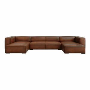 Koňakovohnedá kožená rohová pohovka (do "U") Madame - Windsor & Co Sofas
