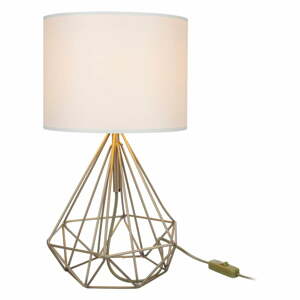 Stolová lampa s textilným tienidlom v krémovo-zlatej farbe (výška 46,5 cm) Pena – Squid Lighting