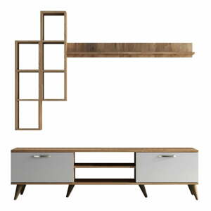 Biela/prírodná TV súprava v dekore borovice 180x48 cm Veronica - Kalune Design
