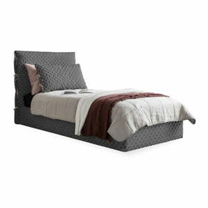 Sivá čalúnená jednolôžková posteľ s úložným priestorom s roštom 90x200 cm Sleepy Luna – Miuform