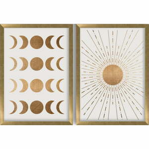 Obrazy v súprave 2 ks 38x53 cm Moon & Sun – Wallity