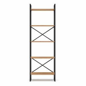 Čierny/prírodný regál v dekore duba 58x175 cm Dusan – Marckeric