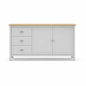 Biela/prírodná nízka komoda z borovicového dreva 150x80,5 cm Misti – Marckeric