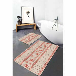 Červené/béžové kúpeľňové predložky v súprave 2 ks 60x100 cm – Mila Home