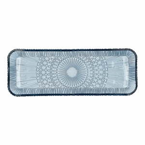 Modrý sklenený servírovací tanier 14x38 cm Kusintha - Bitz