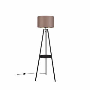 Čierna stojacia lampa s poličkou (výška  152 cm) Colette – Trio